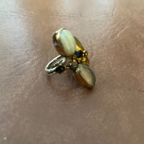 Silver elegant adjustable jewelry ring with several oval stones magnificent - Picture 12 of 13